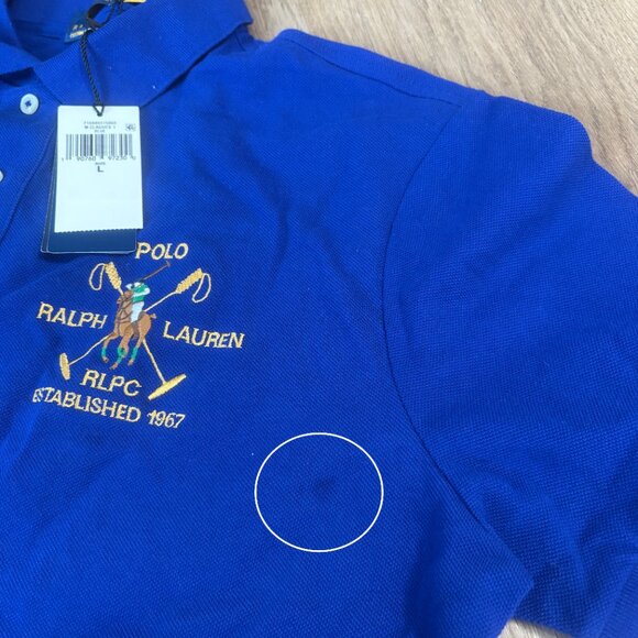 Polo Ralph Lauren men's Custom Slim Fit Triple-pony Polo Shirt blue size L large - Picture 7 of 12